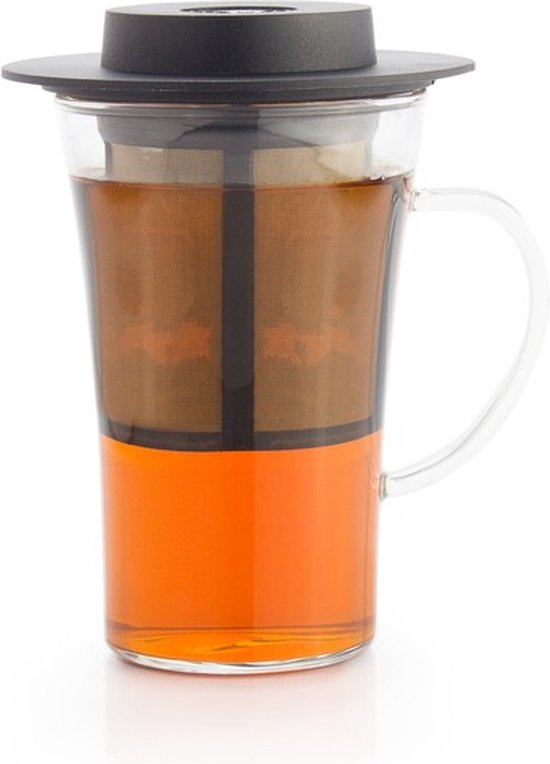 Finum theeglas met filter en deksel – 280 ml, Ø 8 x 14 cm