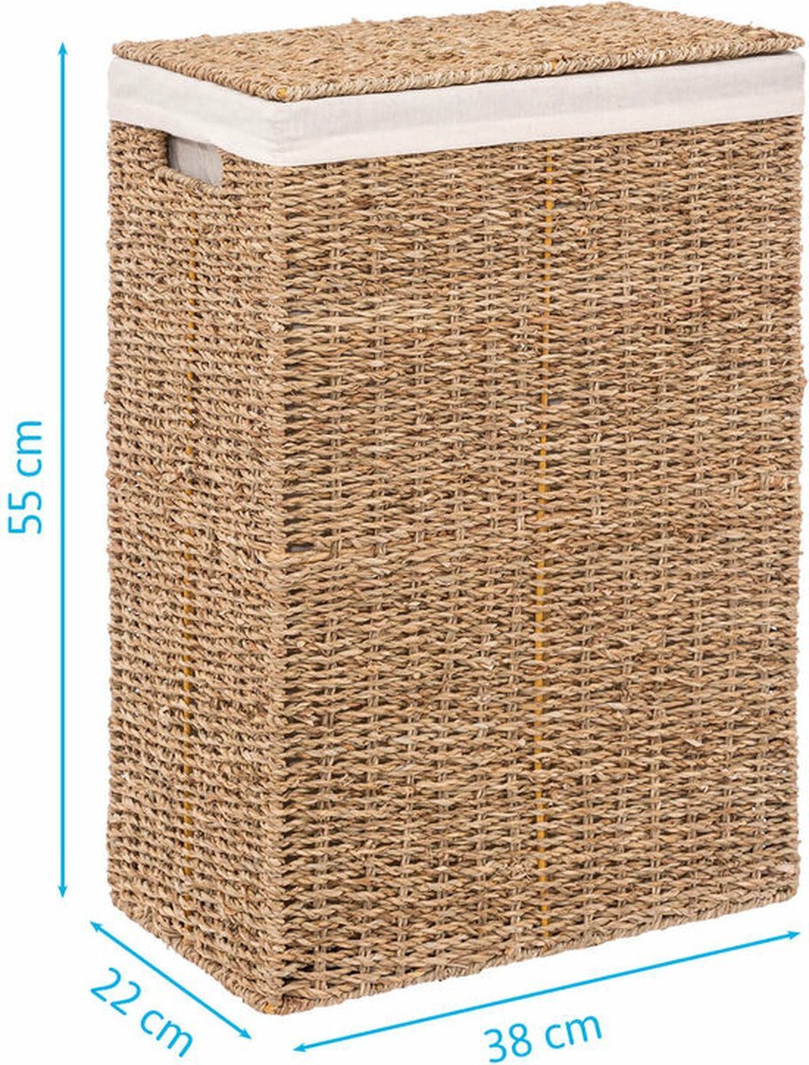 5Five rieten wasmand met deksel – rechthoekig, 40 liter, 37 x 22 x 55 cm – foto 3
