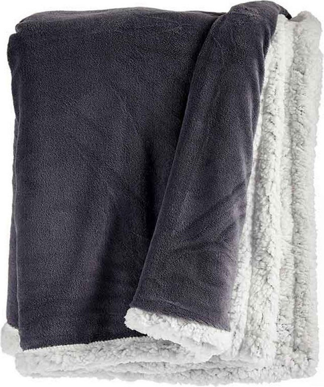 Fleece deken in grijs en wit – 100% polyester, ca. 130 x 170 cm