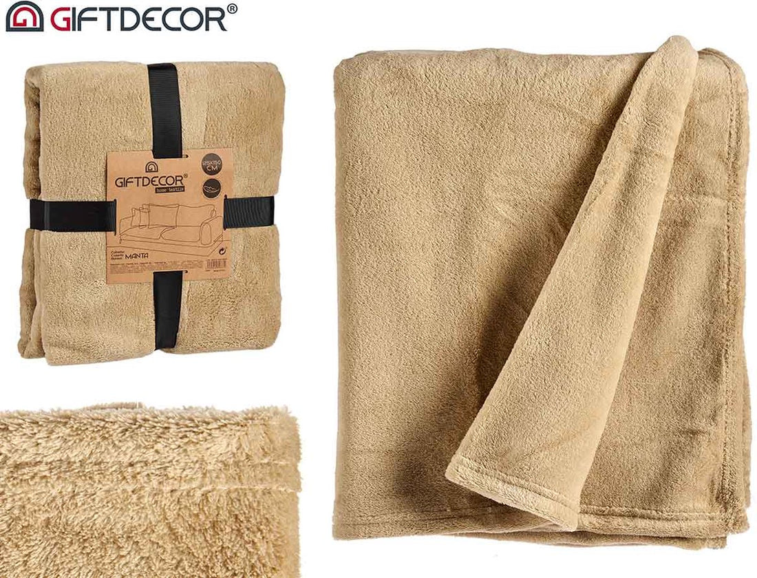 Fleece plaid beige – zachte fleecedeken, 125 x 150 cm