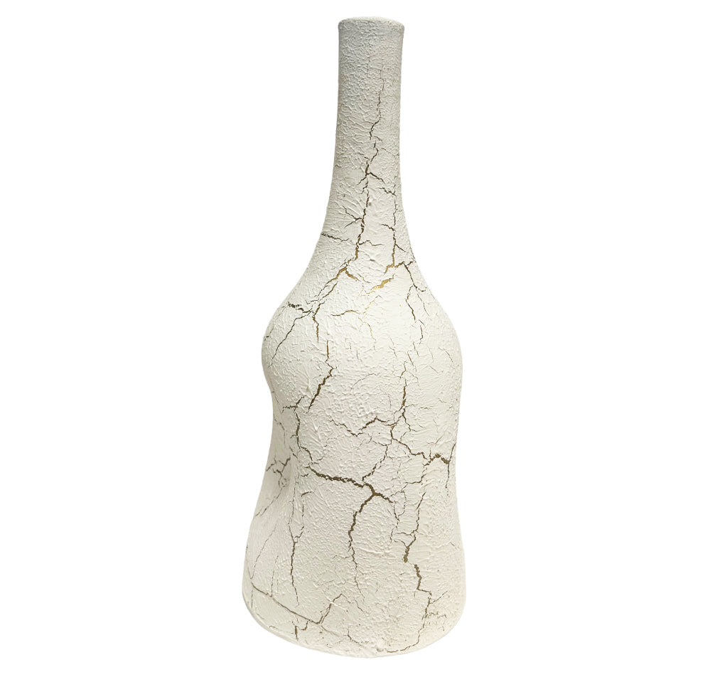 Marokkaanse flesvaas cracked wit – handgemaakt aardewerk, 25 cm – foto 2