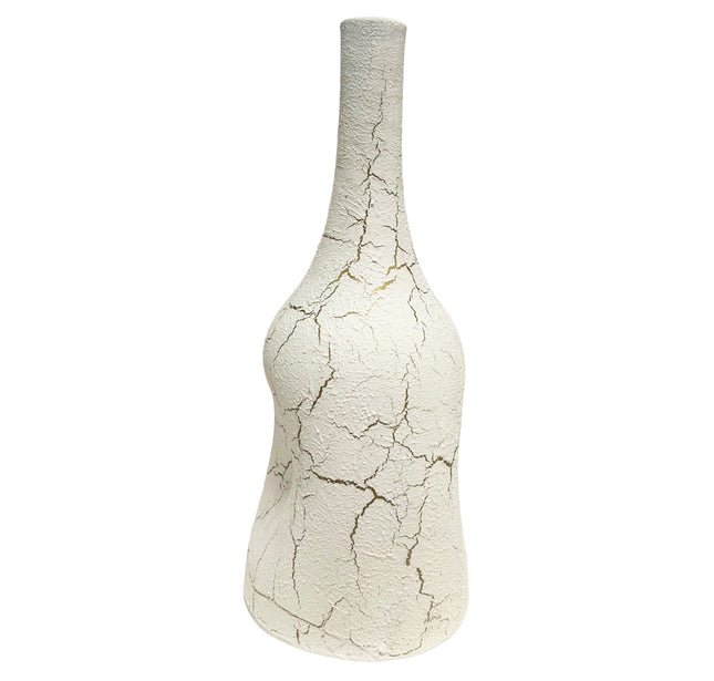 Marokkaanse flesvaas cracked wit – handgemaakt aardewerk, 25 cm – foto 2