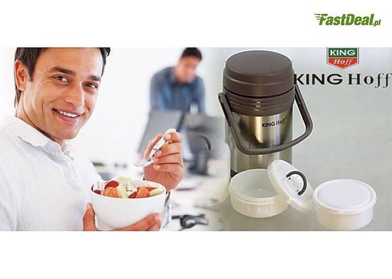 Kinghoff food thermos 1,5 liter – RVS lunchbox met 3 bakjes, dubbelwandig – foto 4