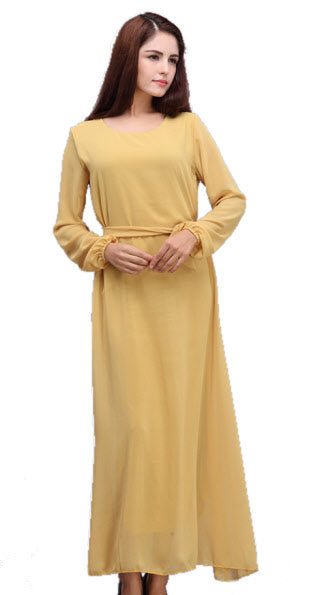 Bahraini abaya van chiffon – lange abaya met ronde hals, one size – foto 9