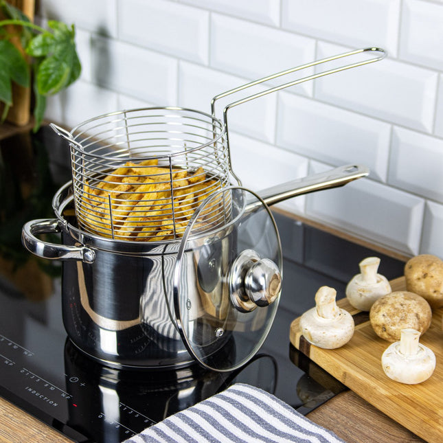 Kinghoff frietpan - 3, 6L - rvs - alle warmtebronnen
