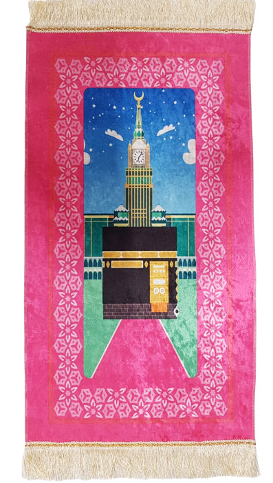 Gebedskleed Kaaba 90 x 50 cm – sajada met antislip, voor kind en volwassene – foto 5