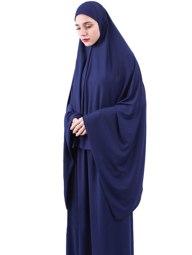 Gebedsset vrouwen tweedelig – rok en khimar, one size, stretchstof