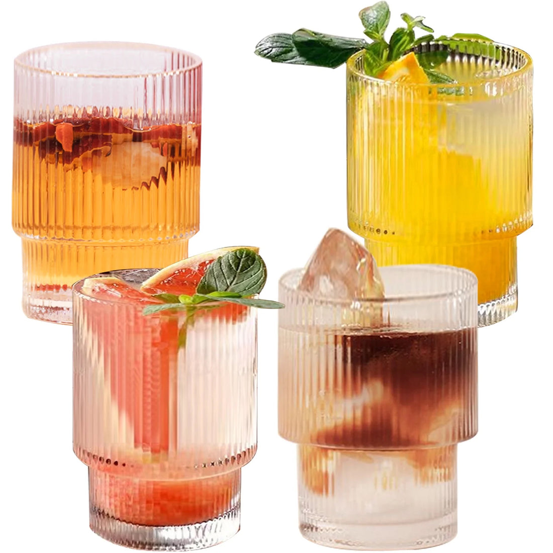 Hakal geribbelde drinkglazen – set van 6 stapelbare koffieglazen, retrostijl – foto 2