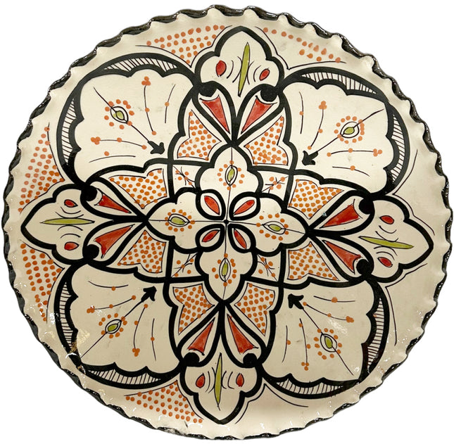 Geribbelde Marokkaanse schaal Ø 35 cm – handbeschilderd in zwak-ontwerp – foto 2