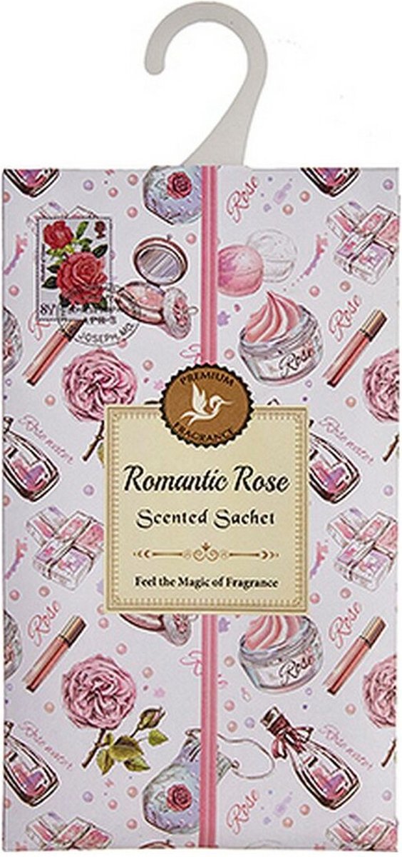 Geurzakje voor de kledingkast – roze bloemen, met hanger, 1 stuk