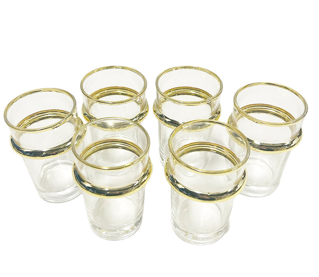 Marokkaanse beldi glazen met goud- of zilverkleurige rand – set van 6 – foto 2