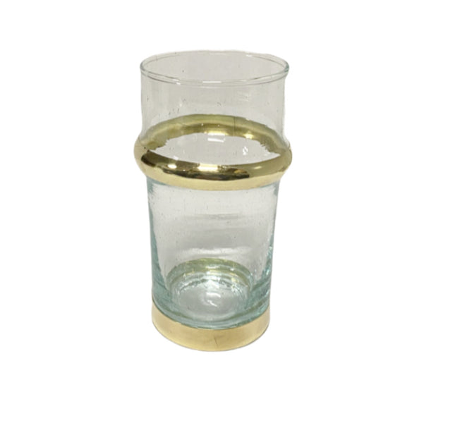 Marokkaans beldi glas goud – handgemaakt van gerecycled glas, 12 cm