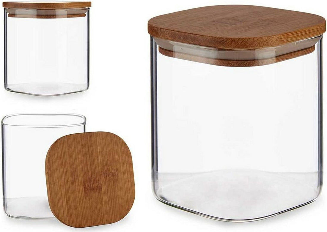 Vivalto voorraadpot van glas met bamboe deksel – 880 ml, luchtdicht