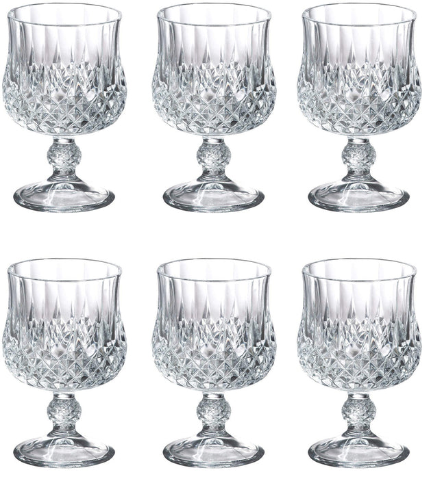 Hakal geslepen glazen op voet – set van 6, 206 ml per glas