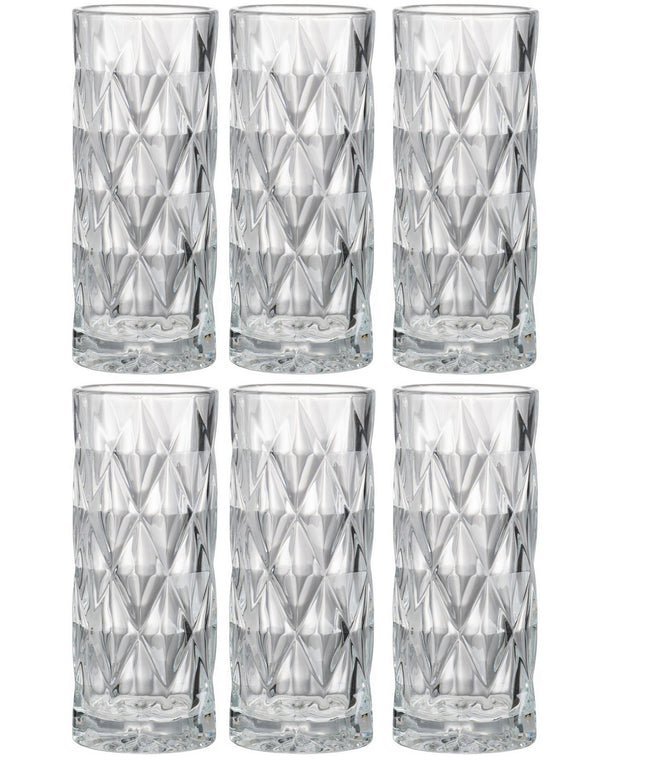 Tumbler longdrinkglazen 36 cl, set van 6 – glas met structuur