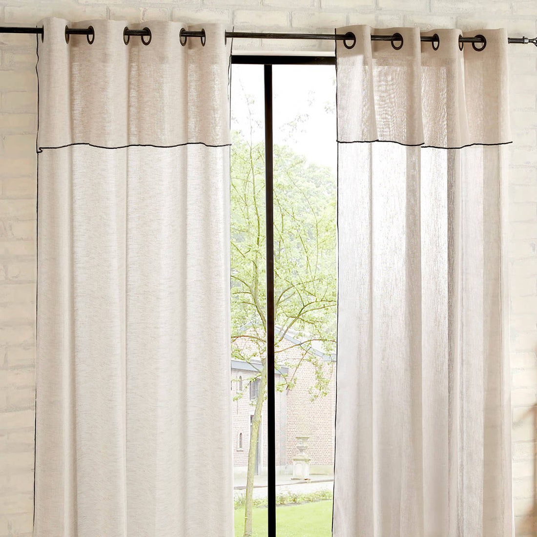 Atmosphera gordijn met ogen FRED – beige, licht van polyester, 140 x 240 cm