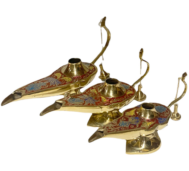 Aladdin lamp goud met rood – handgemaakte magic lamp, 13 tot 18 cm – foto 2