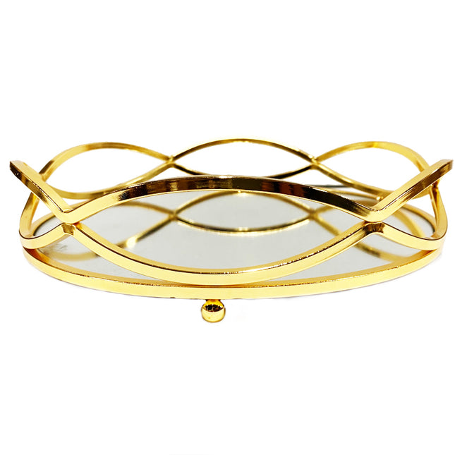 Spiegeldienblad rond golvend in goud – spiegel dienblad Ø 28 of 36 cm