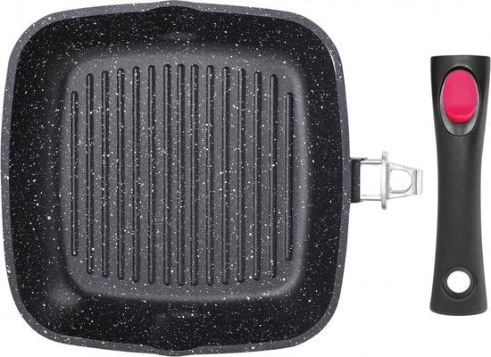 Grill pan with lid - 24 x 24 cm - marble coating - induction