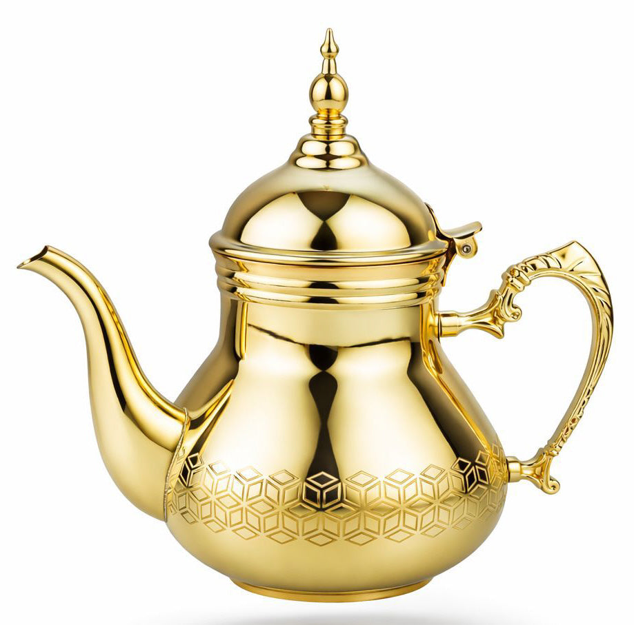 Hakal Sultana gouden Marokkaanse theepot – Arabische theepot RVS, 0,8–1,8 liter – foto 4