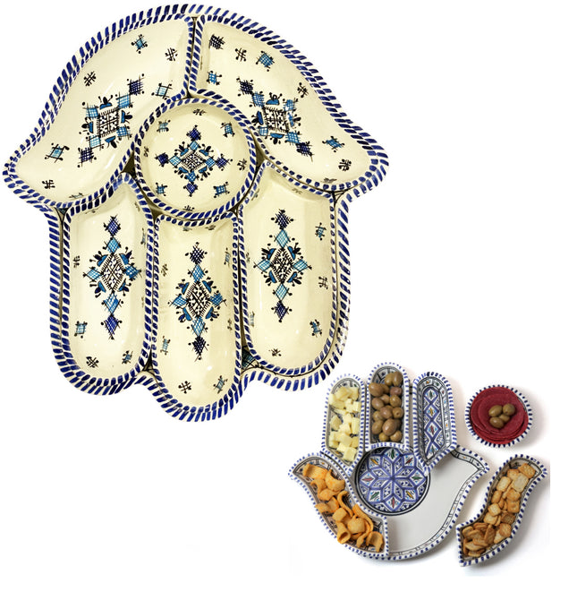 Khamsa appetizer serving set blue-white