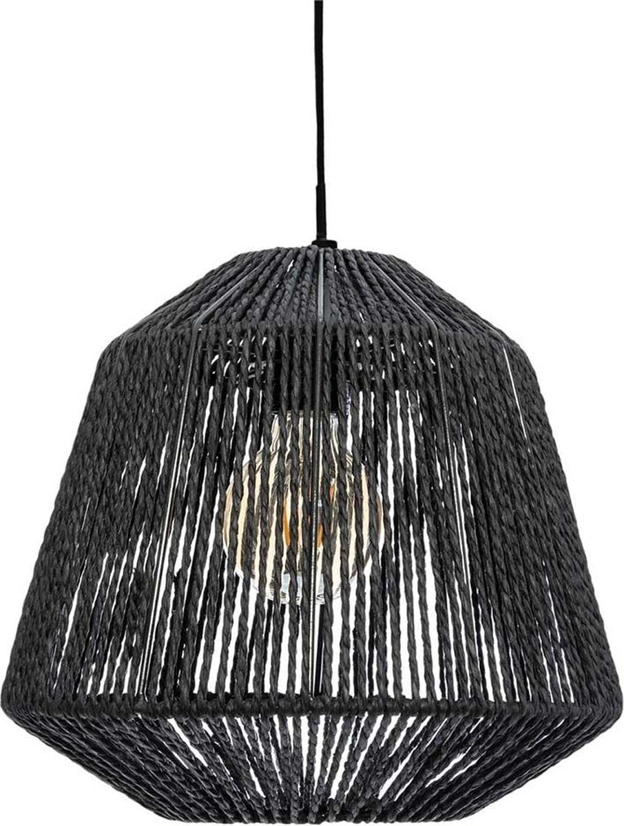 Atmosphera hanglamp Boho zwart – geweven kap van touw, Ø 29 cm