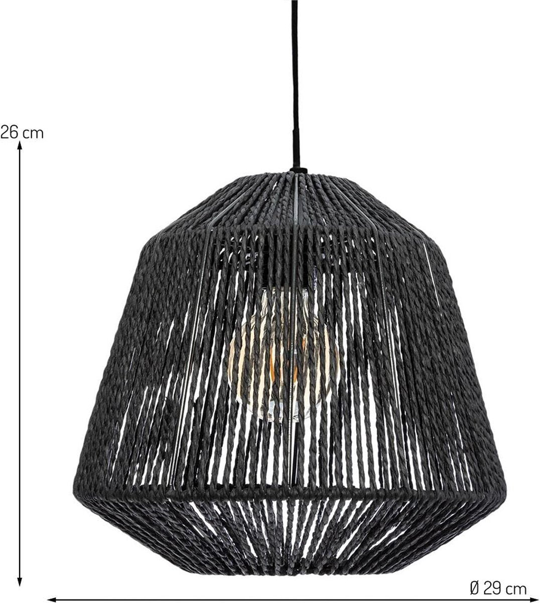 Atmosphera hanglamp Boho zwart – geweven kap van touw, Ø 29 cm – foto 2