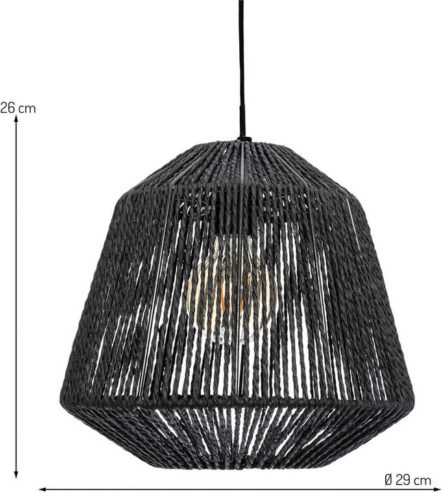 Atmosphera hanglamp Boho zwart – geweven kap van touw, Ø 29 cm – foto 2
