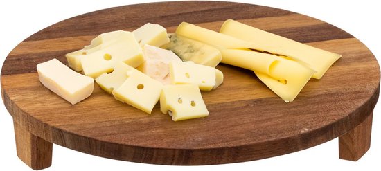 5Five serveer- en hapjesplank op pootjes – rond acaciahout, Ø 30 cm
