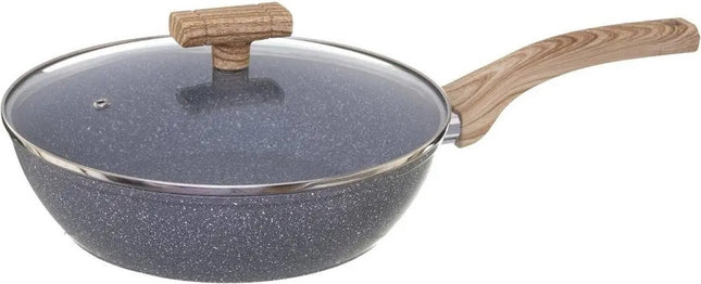 Secret de Gourmet hapjespan met glazen deksel – grijze wokpan, Ø 25 of 28 cm