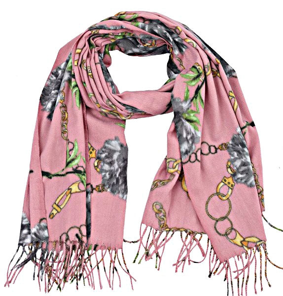 Soft Scarf flowers – warme hoofddoek met bloemenprint, 180 x 70 cm – foto 3