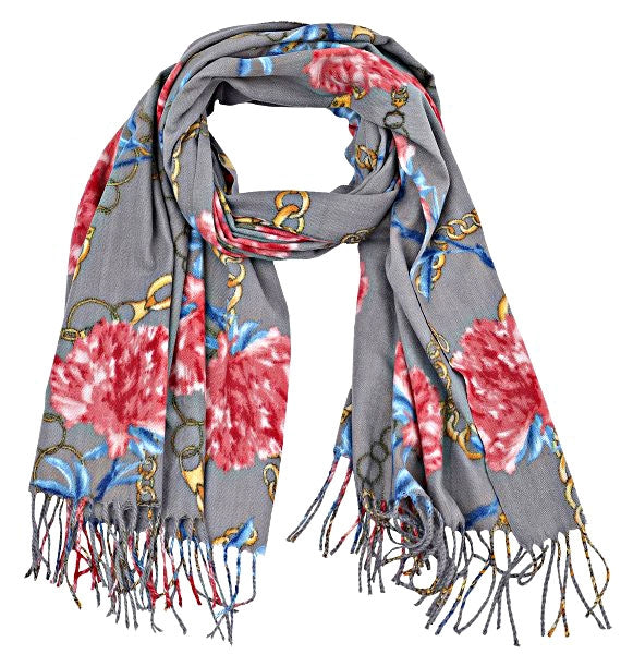 Soft Scarf flowers – warme hoofddoek met bloemenprint, 180 x 70 cm – foto 2
