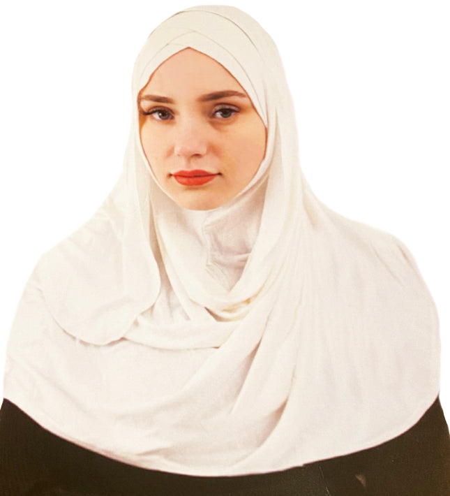 Jersey two layered hijab – instant hijab in twee lagen, stretch, 65 x 170 cm
