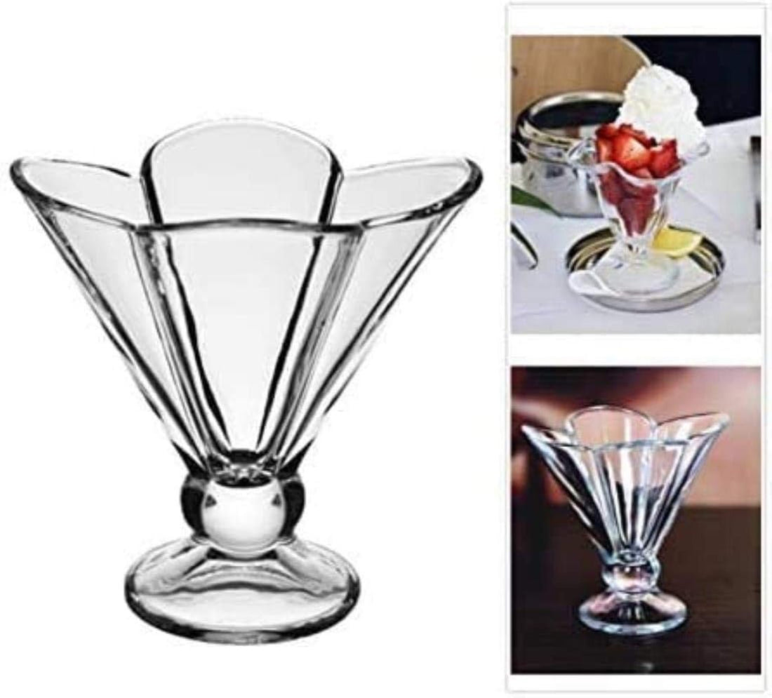 Glazen ijsbekers op voet – set van 6 ijscoupes en dessertglazen, 250 ml