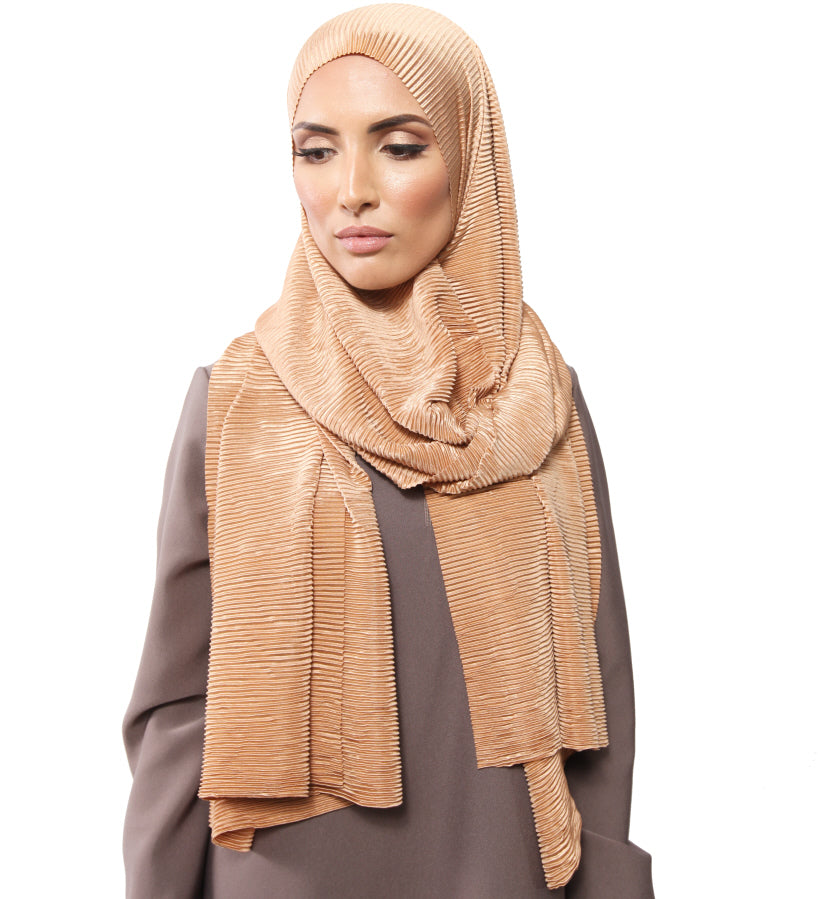 Glossy ribbed sjaal – geribde stretch hoofddoek met satijnglans, 210 x 70 cm – foto 2