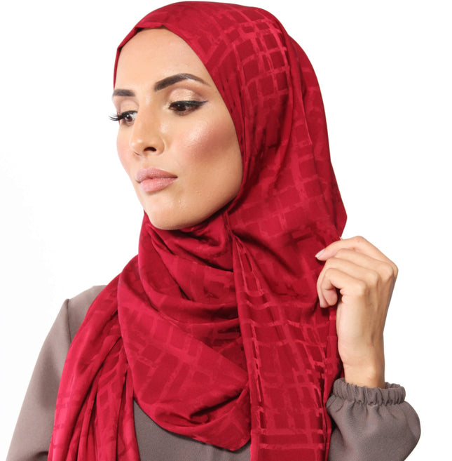 Squared Classic sjaal – hoofddoek met vierkantprint, 180 x 70 cm
