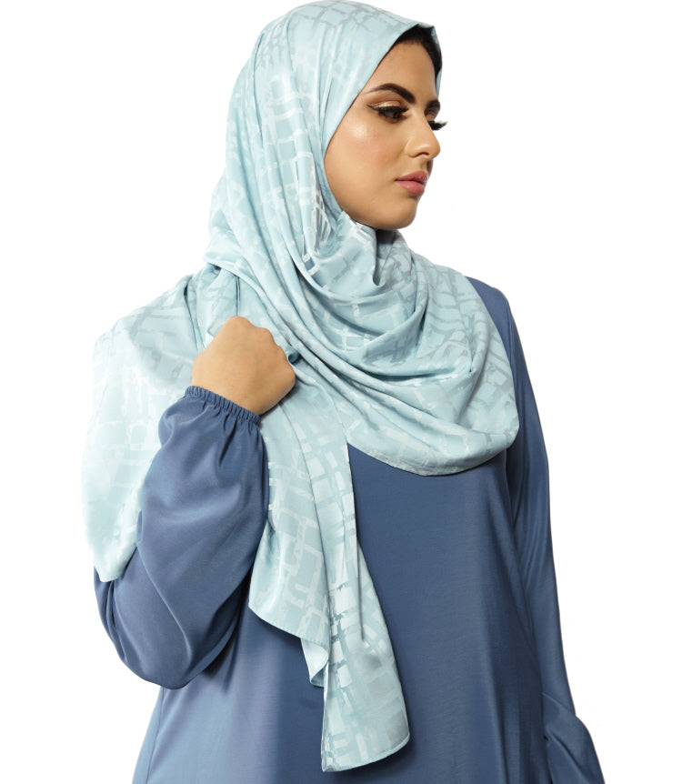 Squared Classic sjaal – hoofddoek met vierkantprint, 180 x 70 cm – foto 3
