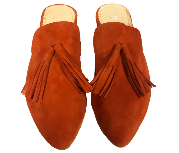 Elegant mule babouche dames – Marokkaanse slipper van suède en leer – foto 2