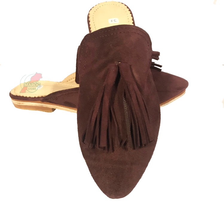 Elegant mule babouche dames – Marokkaanse slipper van suède en leer – foto 13