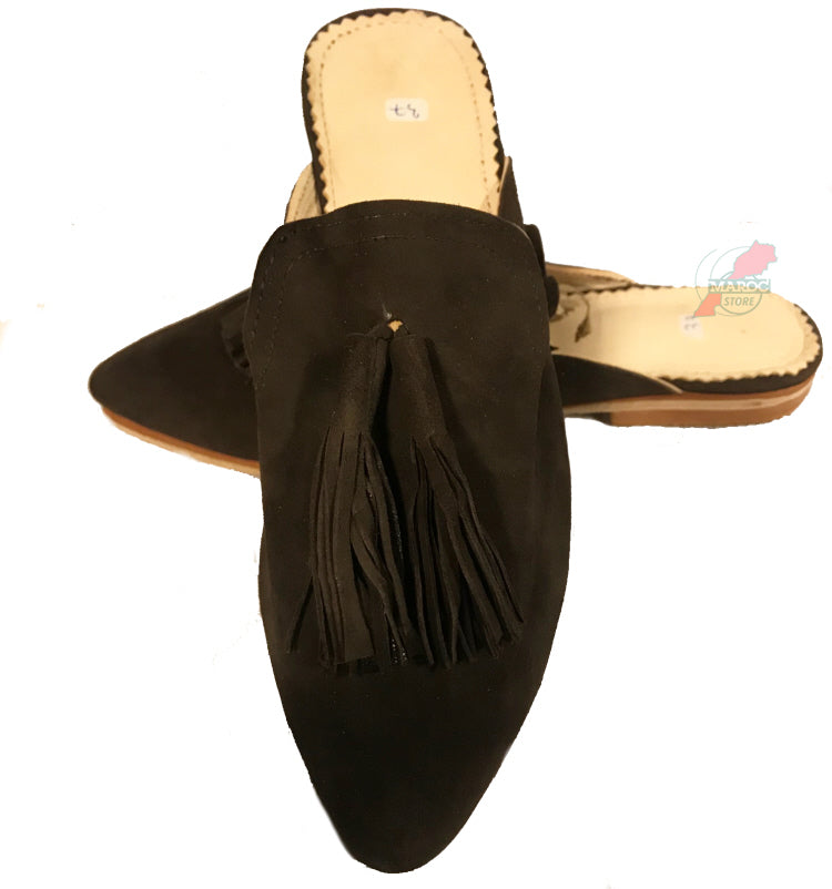 Elegant mule babouche dames – Marokkaanse slipper van suède en leer – foto 38