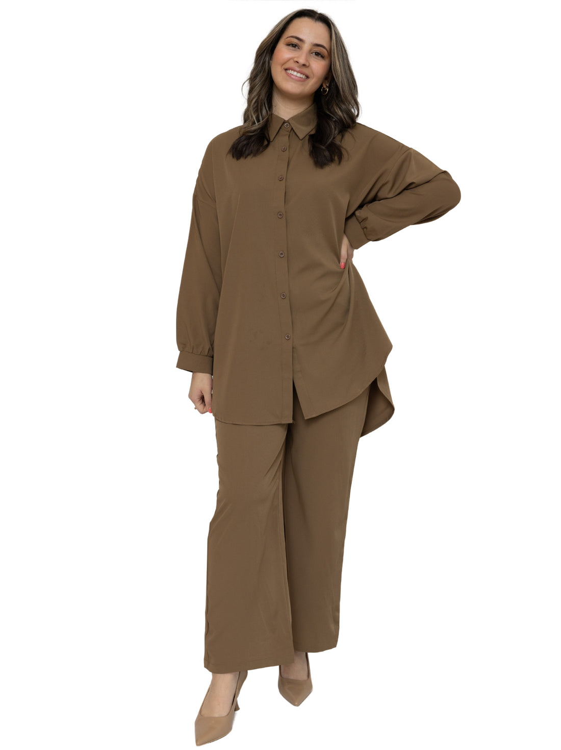 Esme broek dames – beige, olijfgroen of donkerkaki, maat S/M of M/L – foto 4