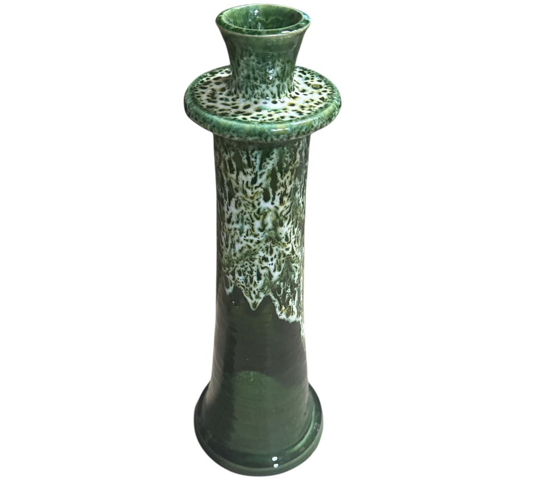 Marokkaanse kandelaar groen/wit druipglazuur – handgemaakt aardewerk, 23–32 cm – foto 3