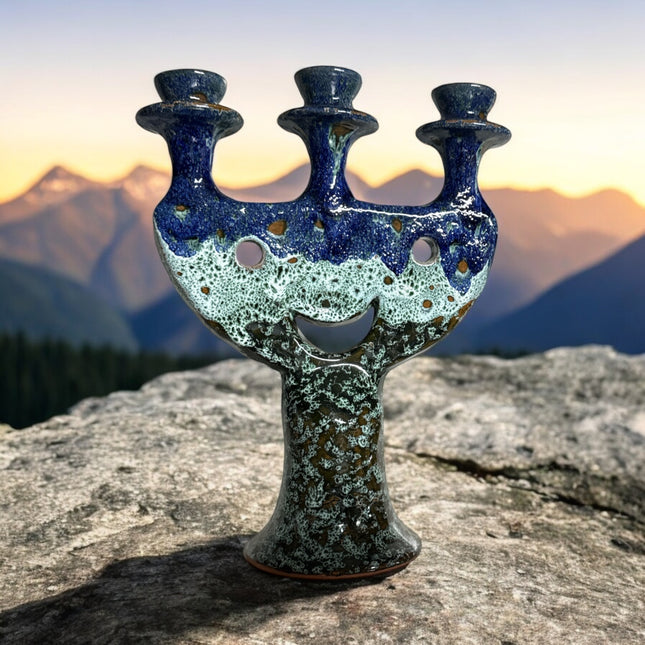 Handmade Moroccan Candle Holder in Blue and Green