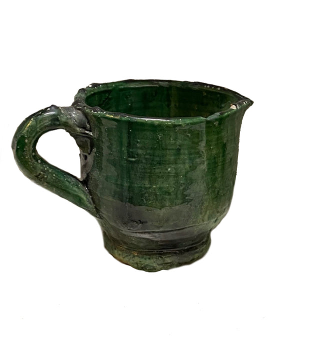 Tamegroute karaf 10 cm – groen geglazuurd Marokkaans aardewerk, handgemaakt