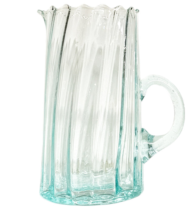 Marokkaanse beldi karaf 'Waves' – handgemaakt van gerecycled glas, 19 cm