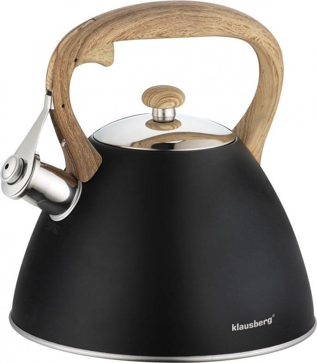 Klausberg KB-7262 fluitketel 3 liter – zwart RVS, voor alle warmtebronnen – foto 2