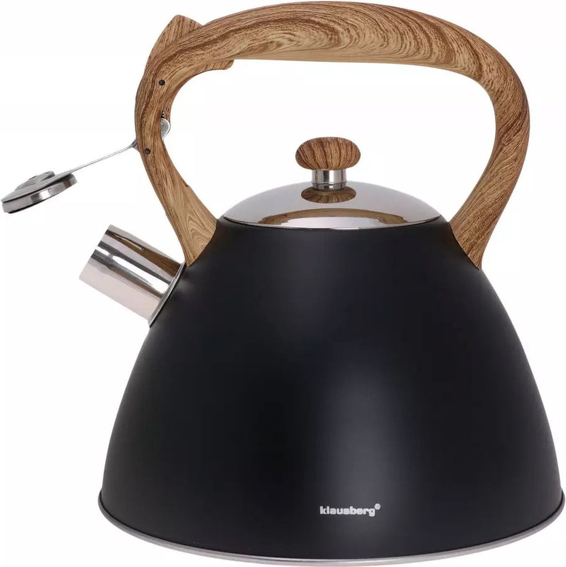 Klausberg KB-7262 fluitketel 3 liter – zwart RVS, voor alle warmtebronnen