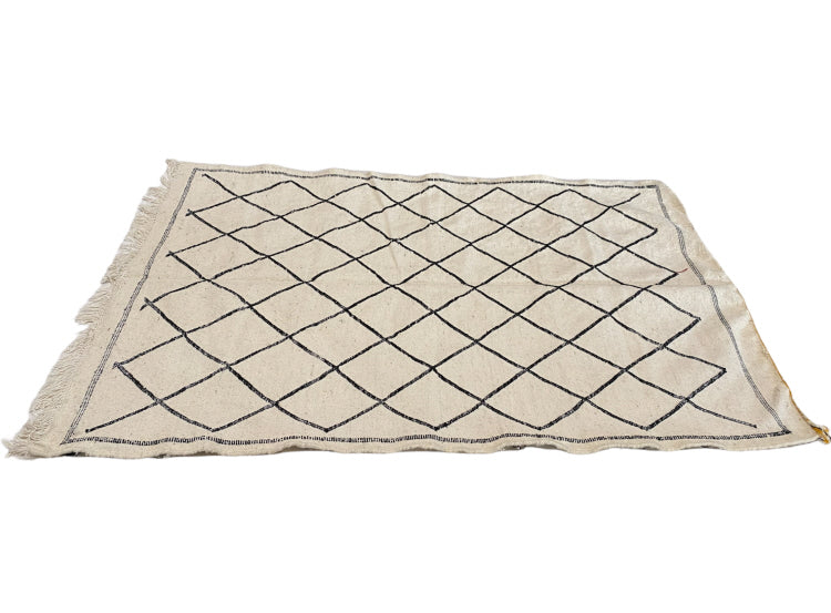 Platgeweven Marokkaans berber kelim tapijt – handgeweven wol, 145 x 95 cm