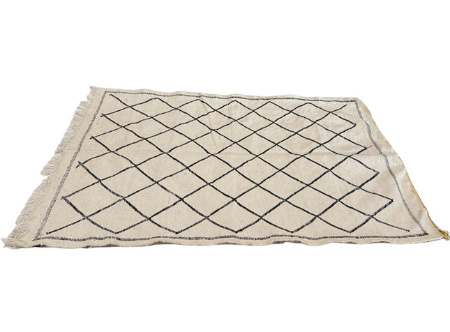 Platgeweven Marokkaans berber kelim tapijt – handgeweven wol, 145 x 95 cm