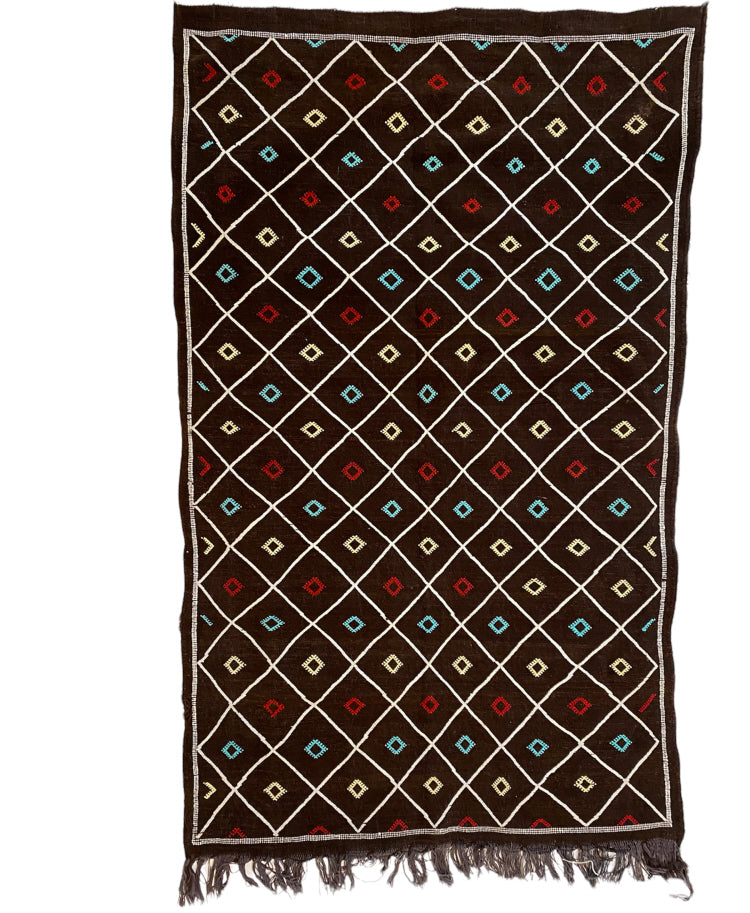 Moroccan kilim rug brown with diamond patterns 100 x 150 cm
